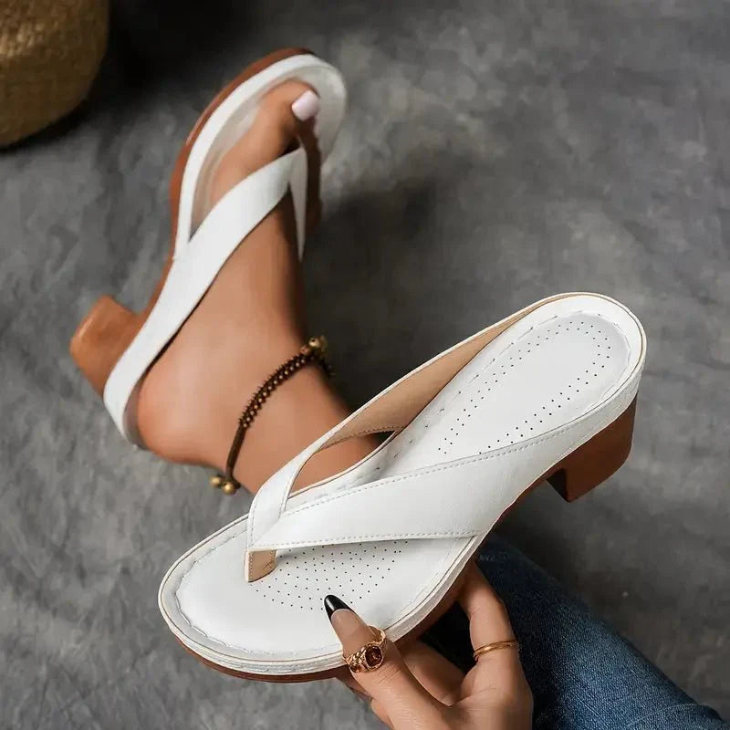 Women's Black Orthopedic Heel Sandals with Cushioned Insole