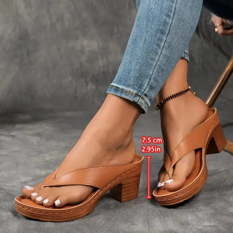 Women's Black Orthopedic Heel Sandals with Cushioned Insole