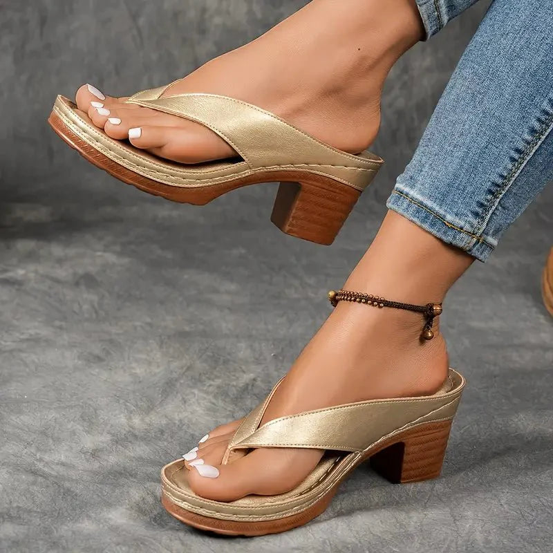 Women's Black Orthopedic Heel Sandals with Cushioned Insole