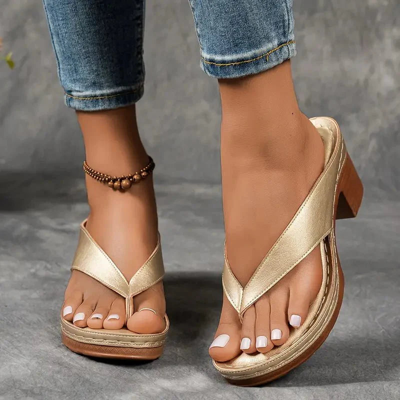 Women's Black Orthopedic Heel Sandals with Cushioned Insole