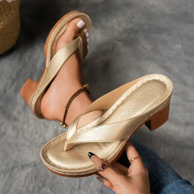 Women's Black Orthopedic Heel Sandals with Cushioned Insole