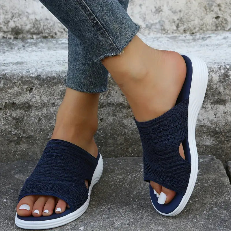 Women's Open-Toe Orthopedic Knit Sandals with Contoured Sole