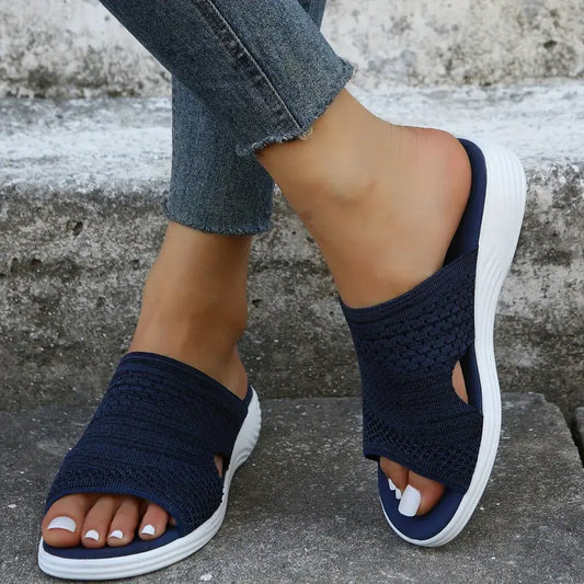 Women's Open-Toe Orthopedic Knit Sandals with Contoured Sole