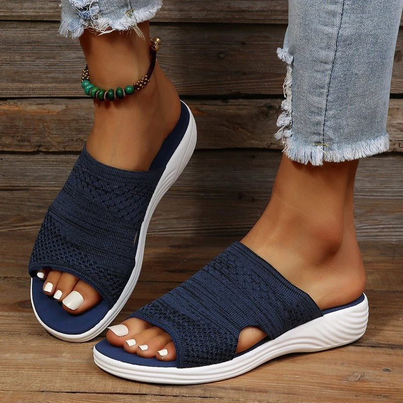 Women's Open-Toe Orthopedic Knit Sandals with Contoured Sole