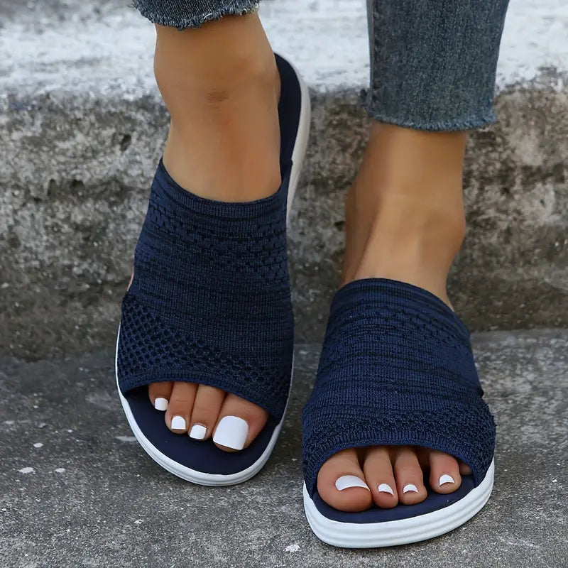 Women's Open-Toe Orthopedic Knit Sandals with Contoured Sole