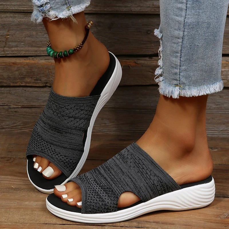 Women's Open-Toe Orthopedic Knit Sandals with Contoured Sole