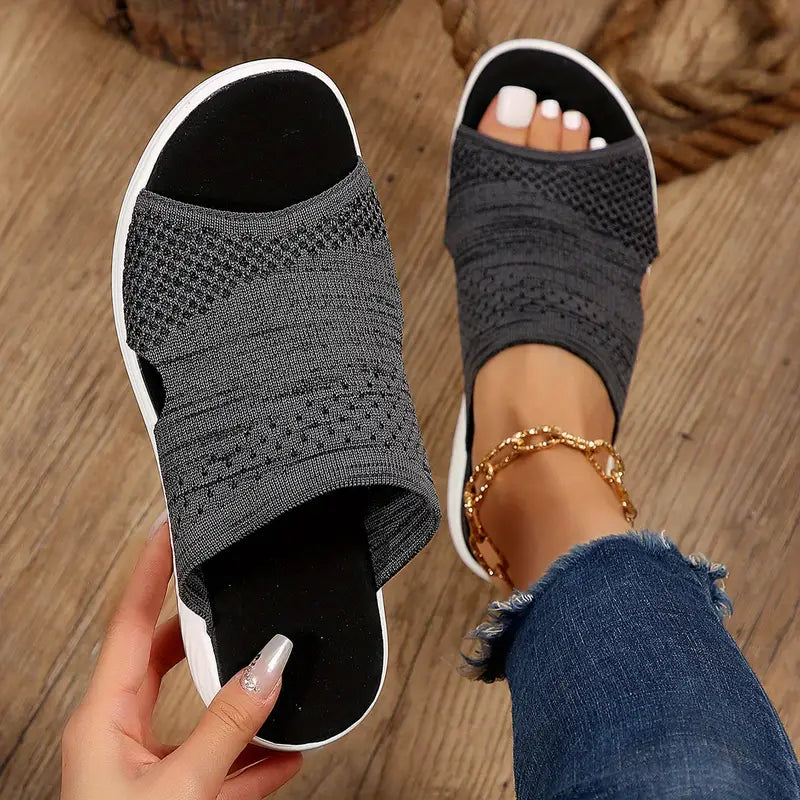 Women's Open-Toe Orthopedic Knit Sandals with Contoured Sole