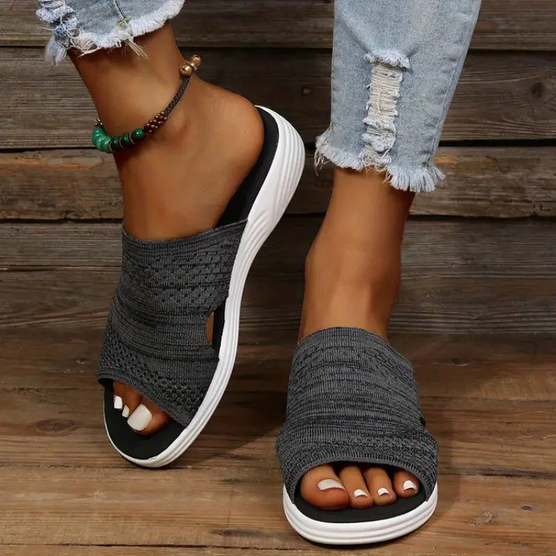 Women's Open-Toe Orthopedic Knit Sandals with Contoured Sole