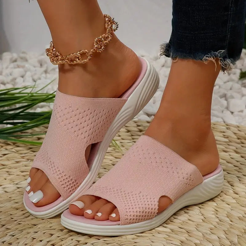 Women's Open-Toe Orthopedic Knit Sandals with Contoured Sole