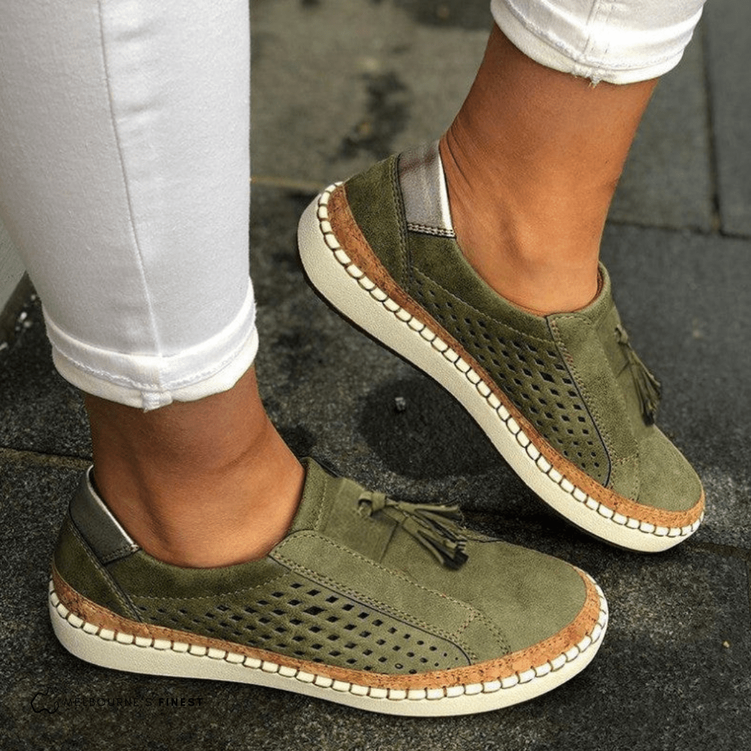 Women's Orthopedic Slip-On Sneakers with Perforated Upper