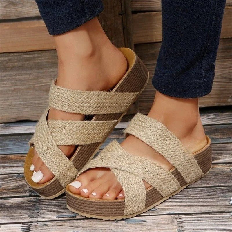 Women's Orthopedic Wedge Sandals with Braided Elastic Straps