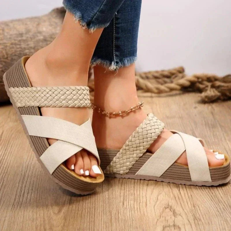 Women's Orthopedic Wedge Sandals with Braided Elastic Straps