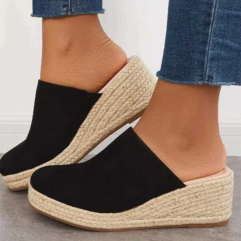 Women's Orthopedic Slip-On Wedge Sandals with Round Toe