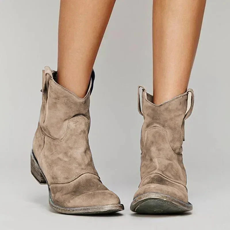 Women's Block Heel Western Ankle Boots