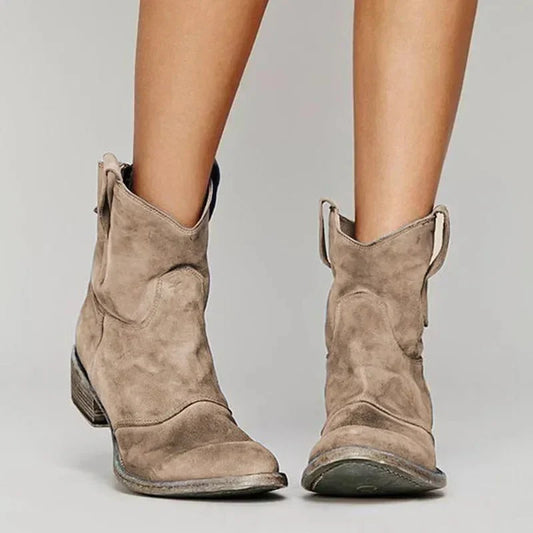 Women's Block Heel Western Ankle Boots