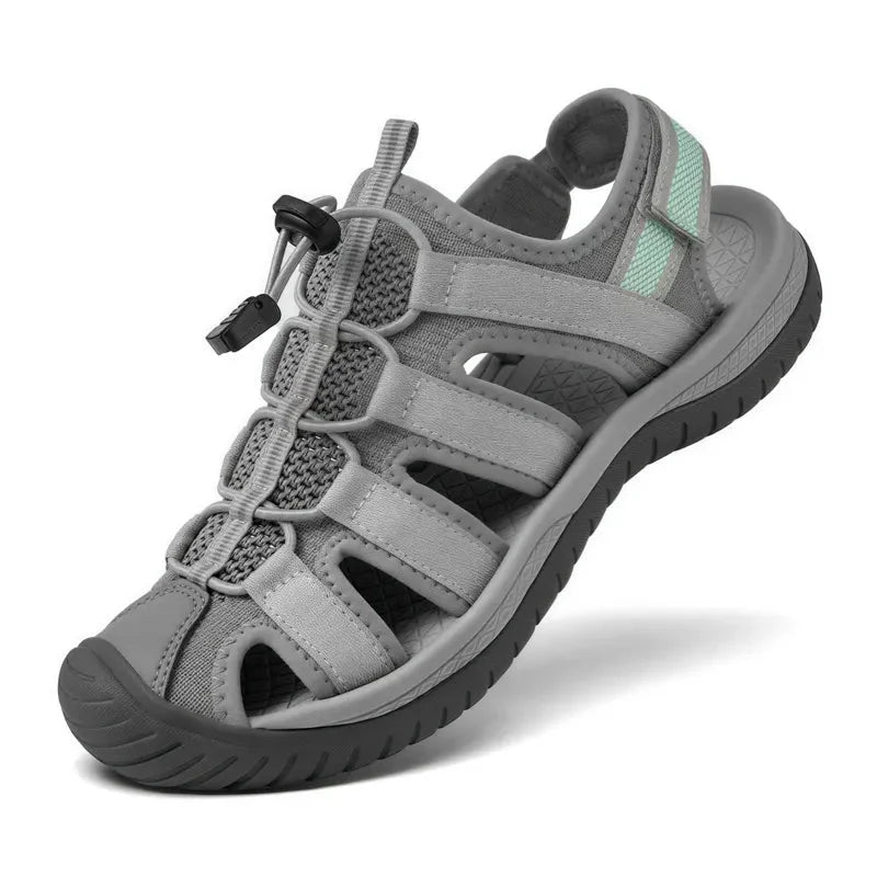 Women's Closed-Toe Hiking Sandals with Elastic Lace