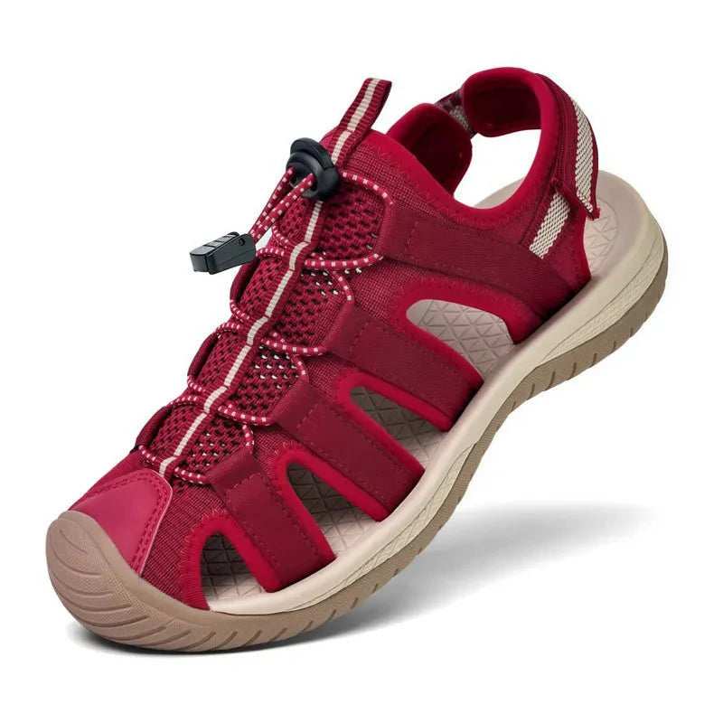 Women's Closed-Toe Hiking Sandals with Elastic Lace