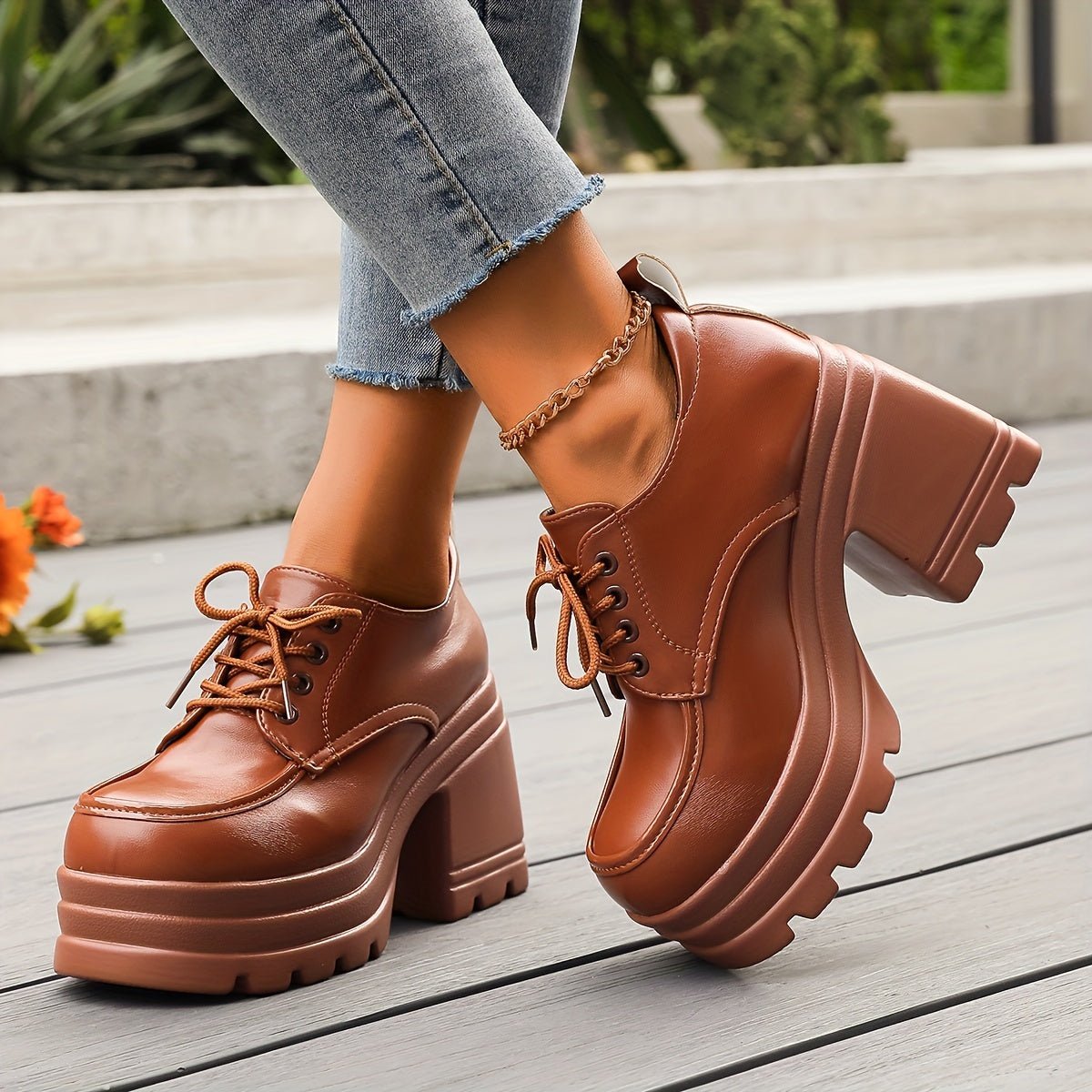 Women's Retro Chunky Heel Platform Oxfords