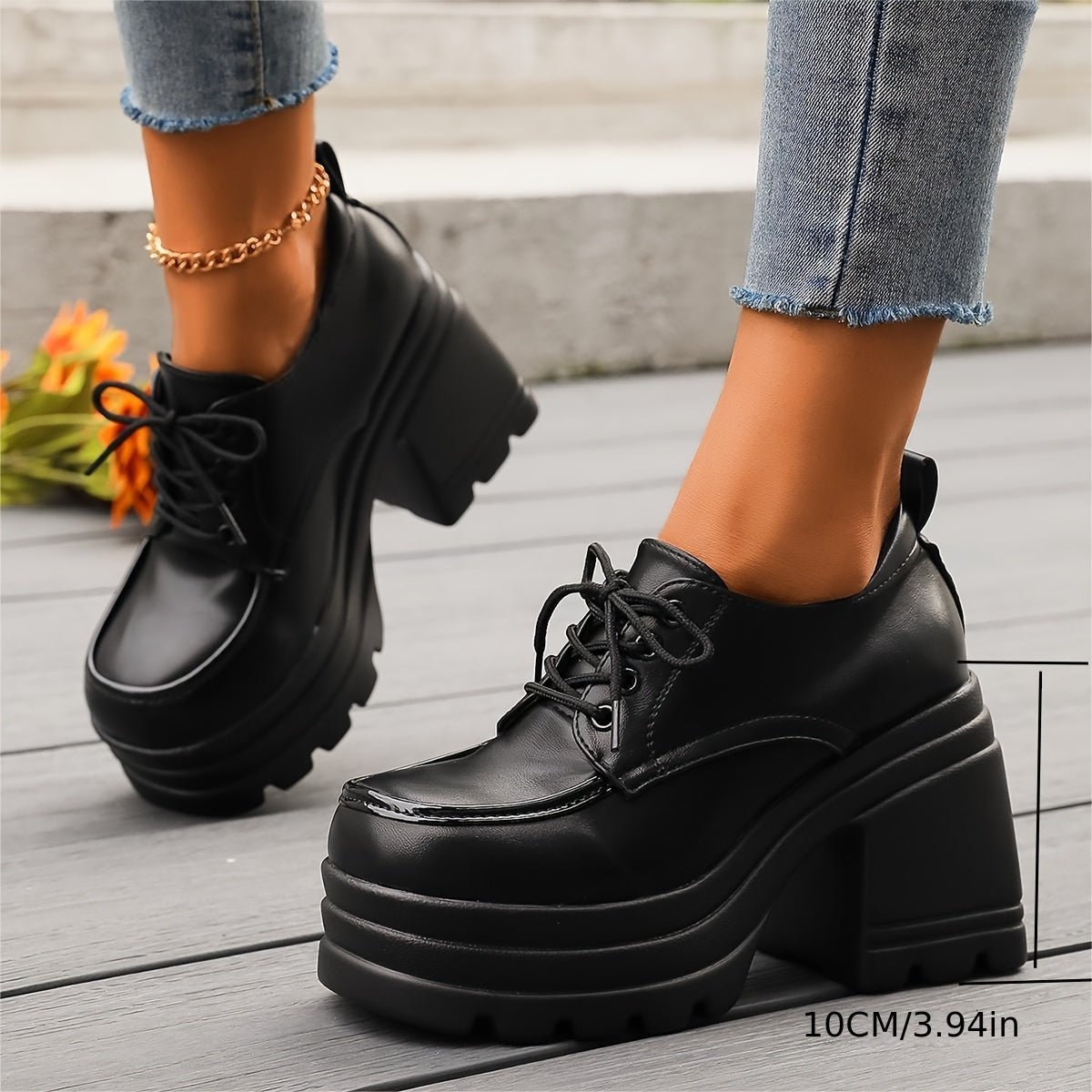 Women's Retro Chunky Heel Platform Oxfords