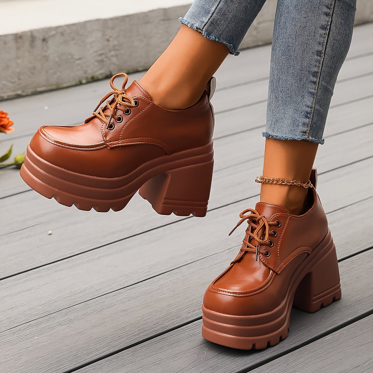 Women's Retro Chunky Heel Platform Oxfords