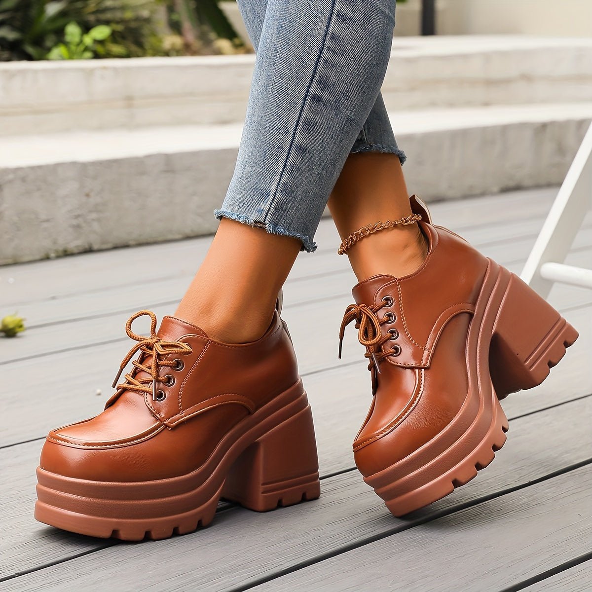 Women's Retro Chunky Heel Platform Oxfords