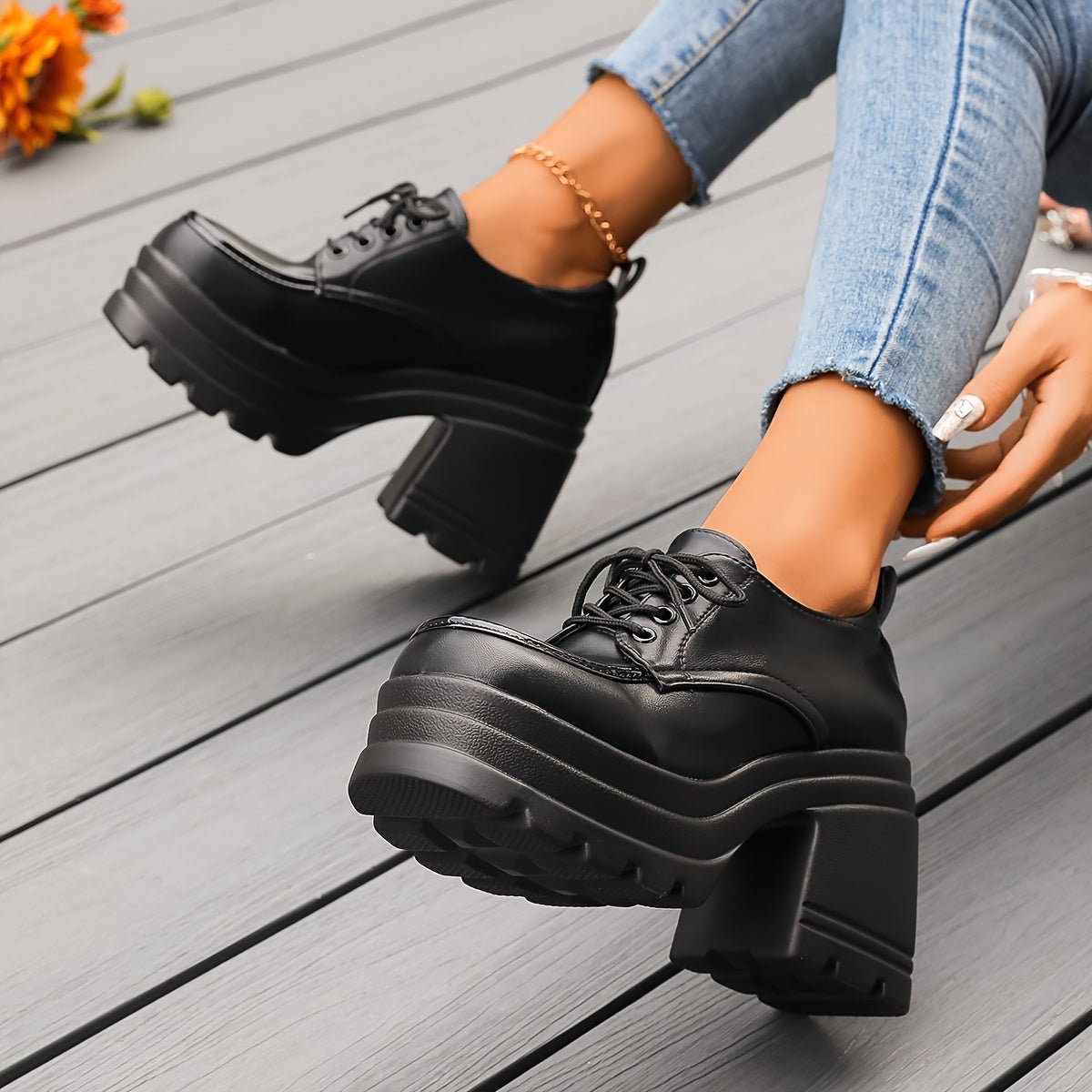 Women's Retro Chunky Heel Platform Oxfords
