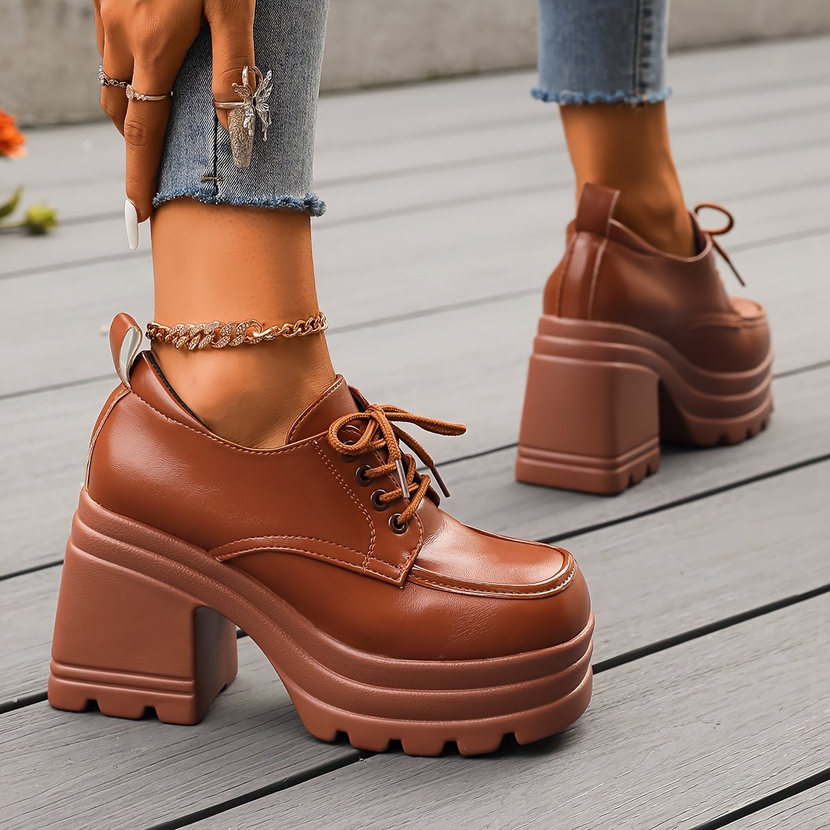 Women's Retro Chunky Heel Platform Oxfords