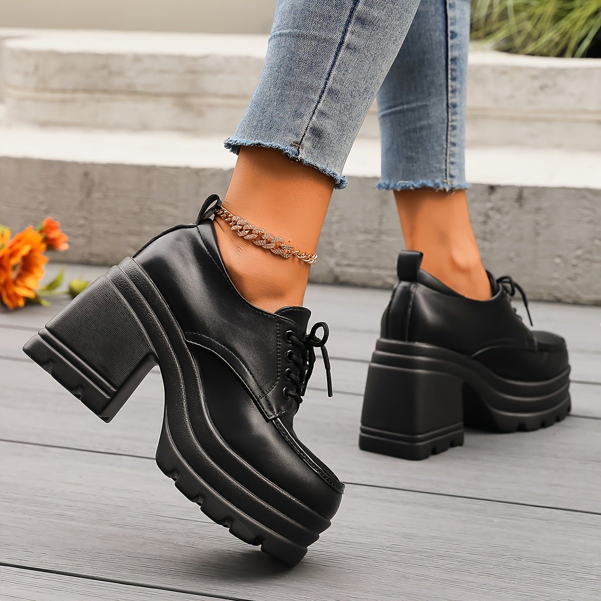 Women's Retro Chunky Heel Platform Oxfords