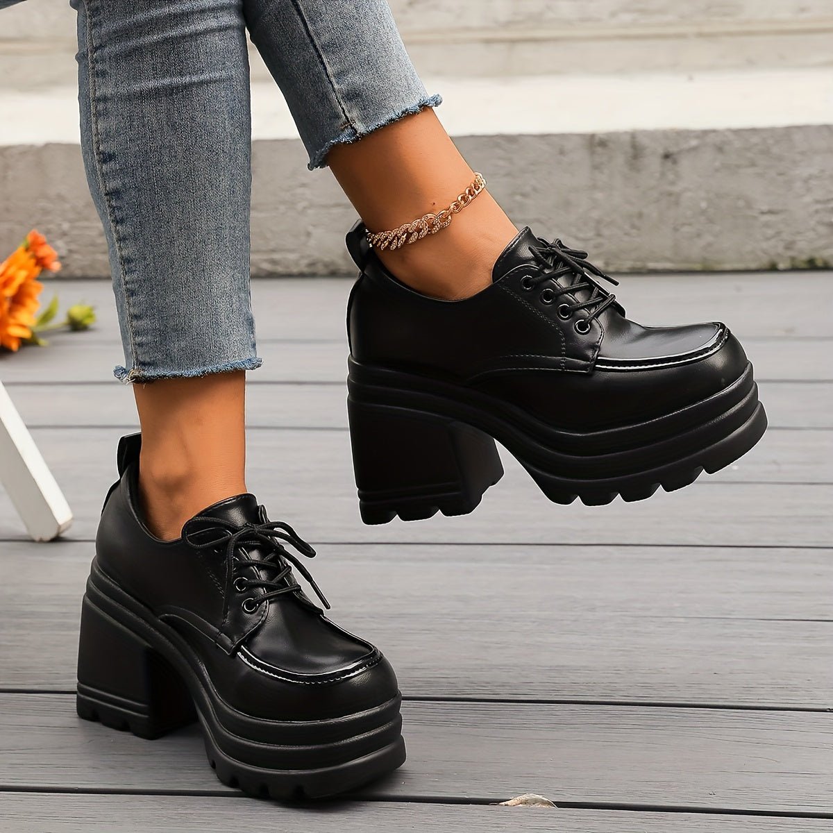 Women's Retro Chunky Heel Platform Oxfords