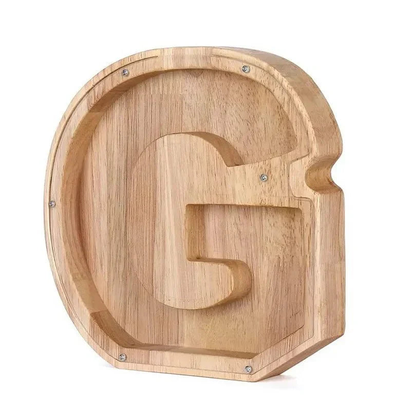 Personalized Wooden Initial Piggy Bank
