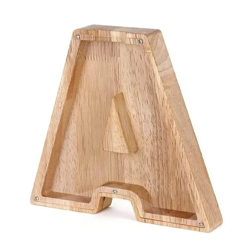 Personalized Wooden Initial Piggy Bank