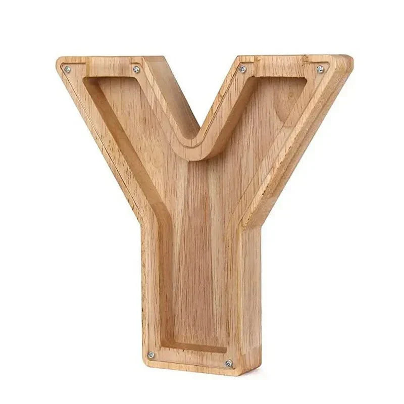 Personalized Wooden Initial Piggy Bank