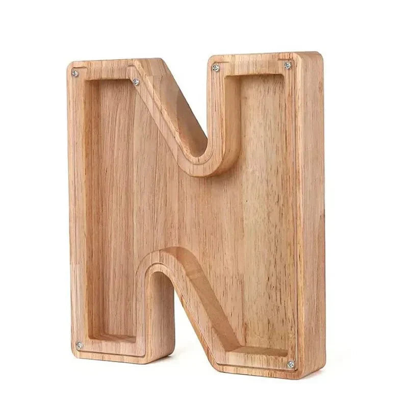 Personalized Wooden Initial Piggy Bank
