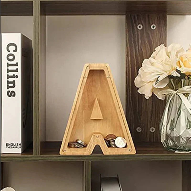Personalized Wooden Initial Piggy Bank