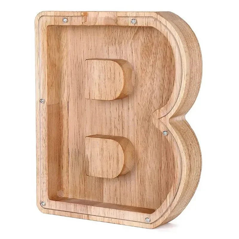 Personalized Wooden Initial Piggy Bank