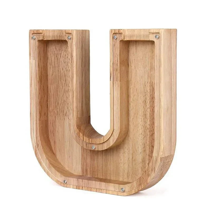 Personalized Wooden Initial Piggy Bank