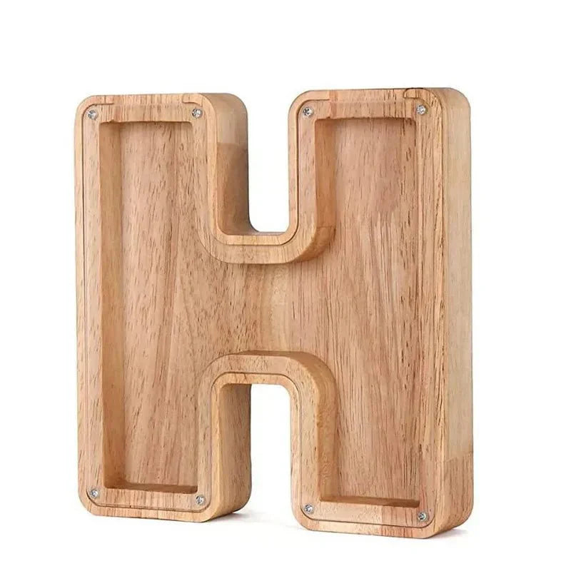 Personalized Wooden Initial Piggy Bank
