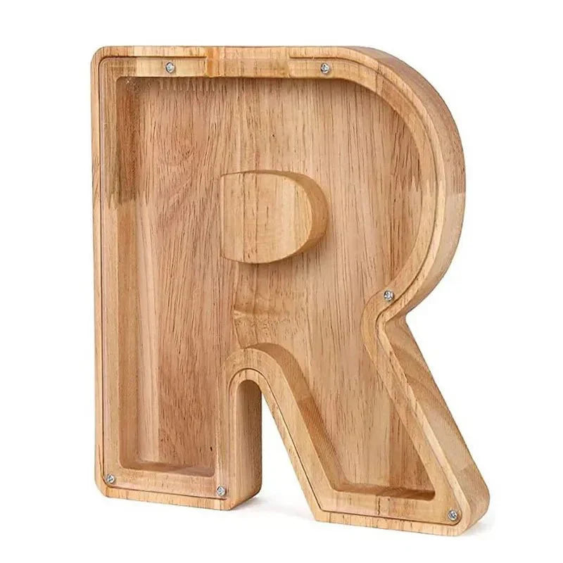 Personalized Wooden Initial Piggy Bank