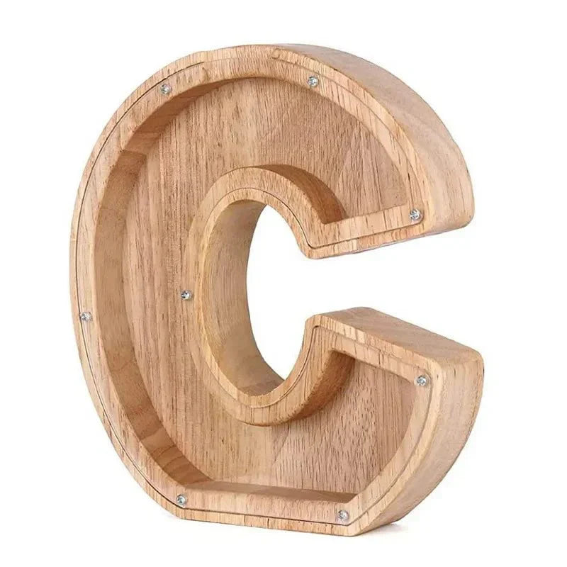 Personalized Wooden Initial Piggy Bank