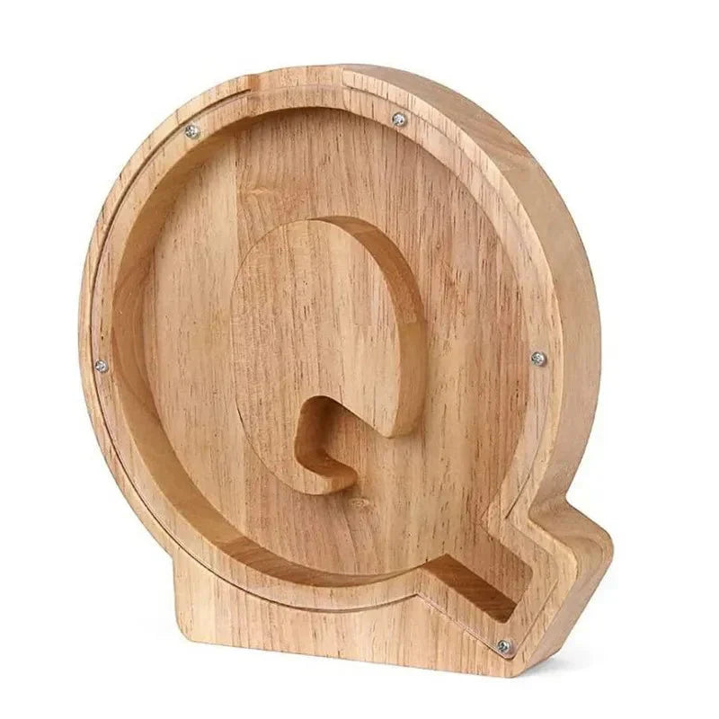 Personalized Wooden Initial Piggy Bank