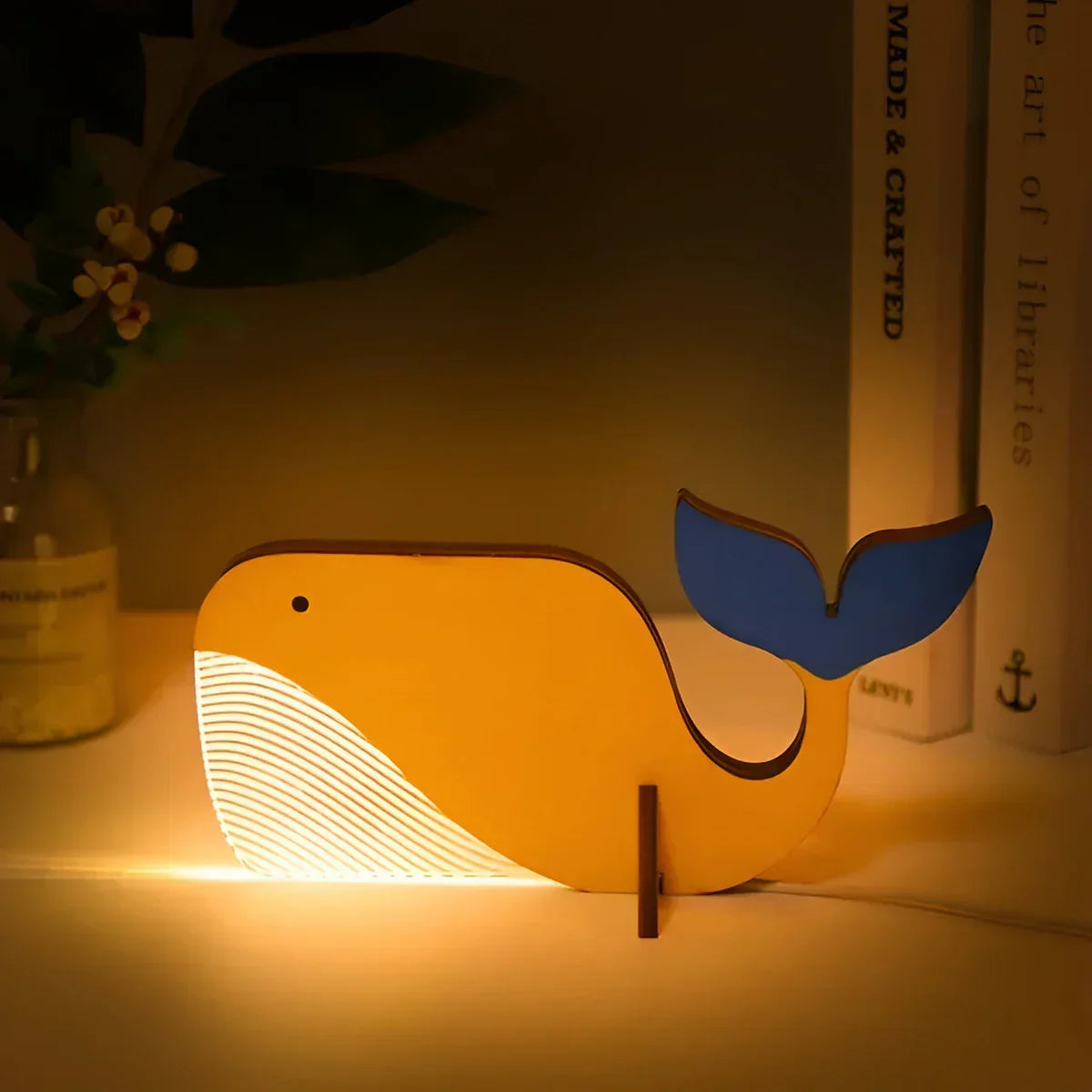 Wooden Animal Table Lamp with USB LED Light