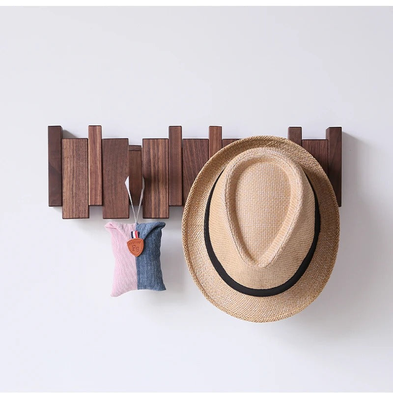 Piano-Inspired Wooden Coat Rack with Hooks