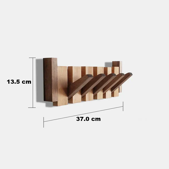 Wooden Piano Coat Rack with Fold-Out Hooks