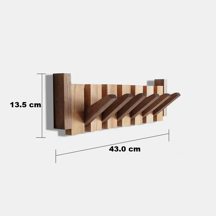 Wooden Piano Coat Rack with Fold-Out Hooks