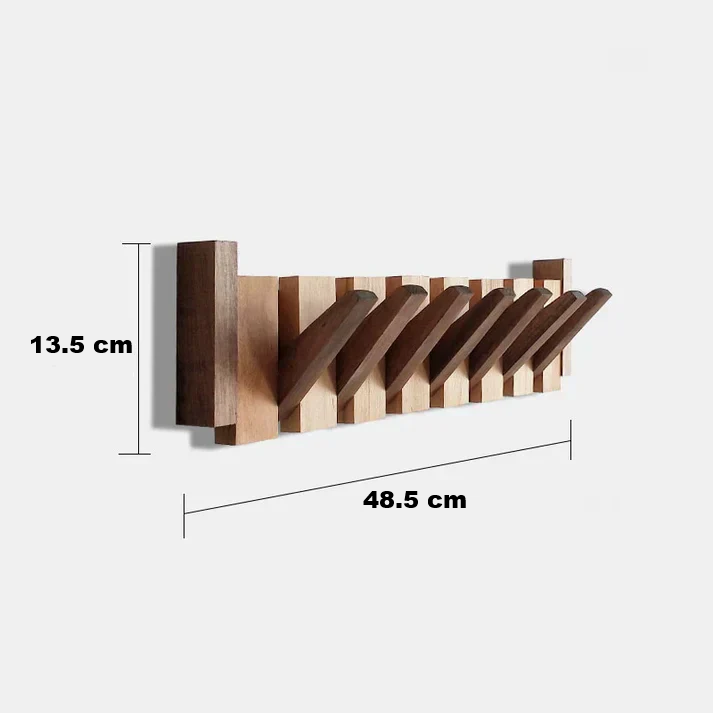 Wooden Piano Coat Rack with Fold-Out Hooks
