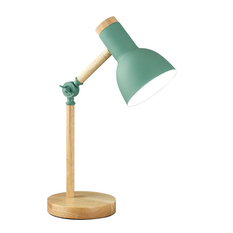 Scandinavian Wooden Table Lamp with Adjustable Metal Shade