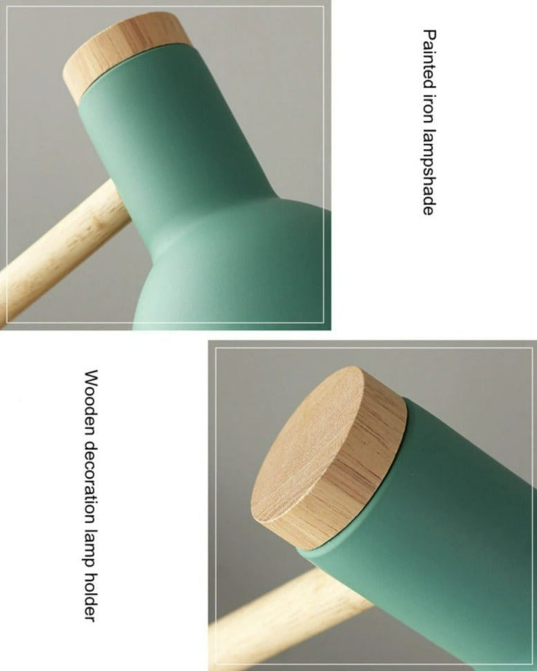 Scandinavian Wooden Table Lamp with Adjustable Metal Shade