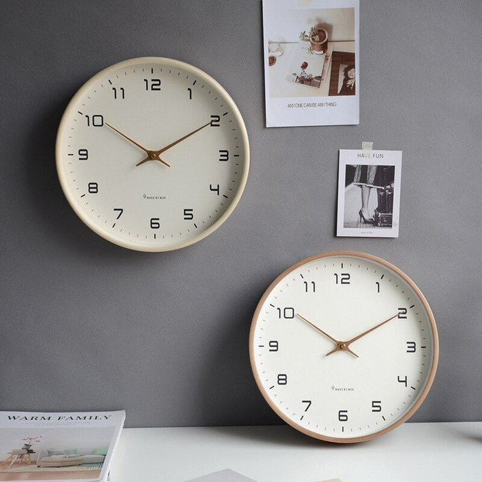 Wooden Wall Clock in Brown and Cream - Nordic Style