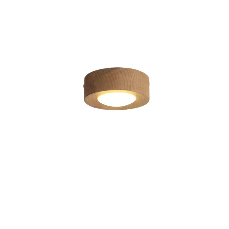 Walnut Finish Round LED Ceiling Lamp