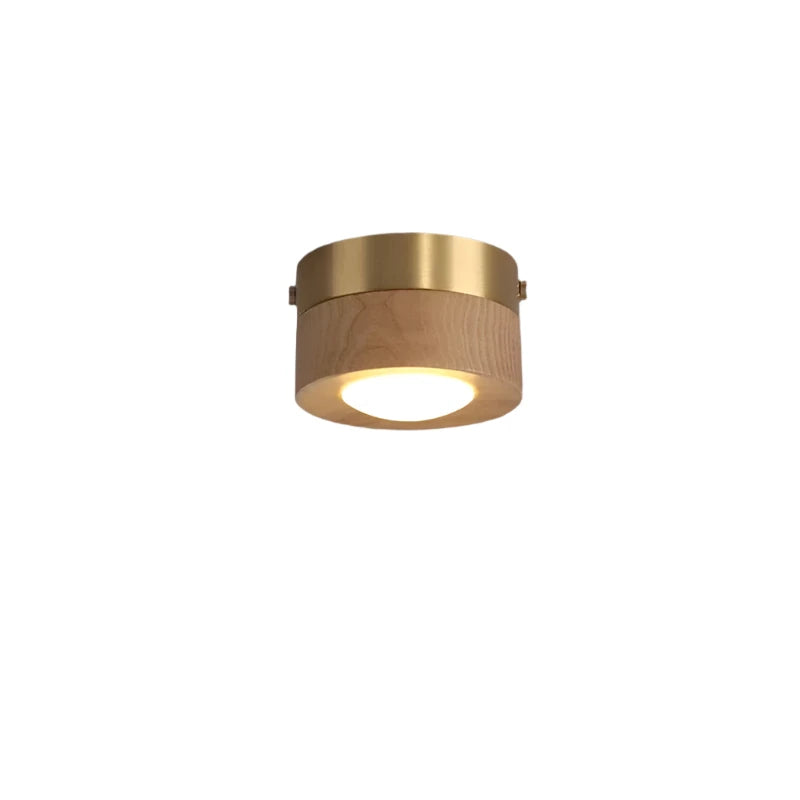 Walnut Finish Round LED Ceiling Lamp